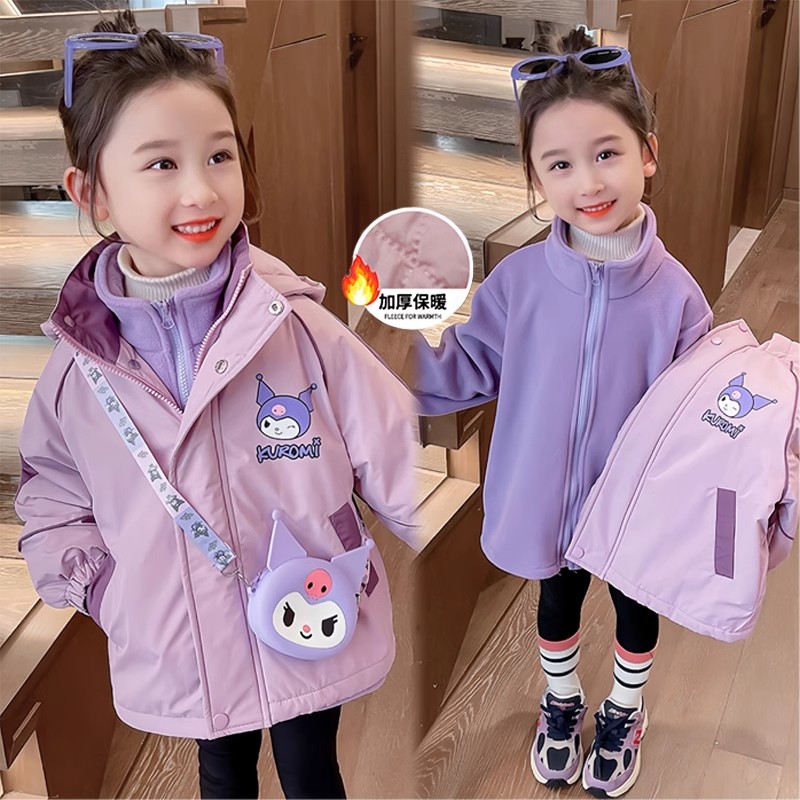 女童洋气三合一可拆卸冲锋衣秋冬款儿童加厚外套内胆宝宝冬装韩版