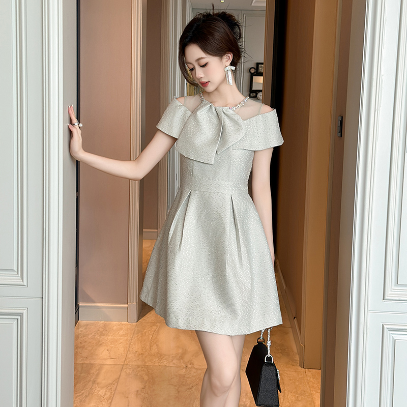 30910 小香风礼服轻奢短款时尚设计感显瘦气质夏季法式名媛泡泡袖