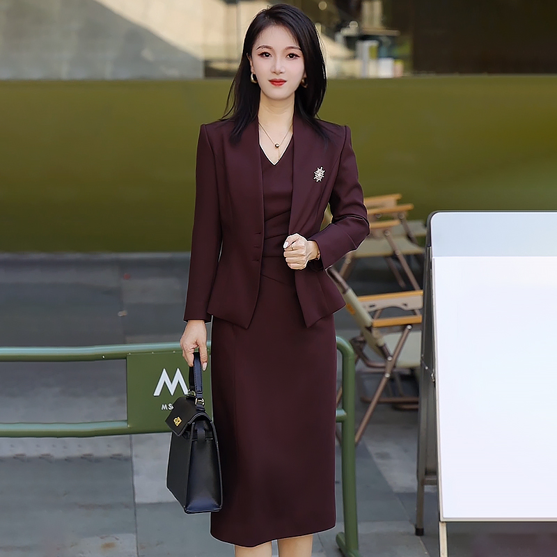 西装职业女裙套装职场轻熟风无袖连衣裙两件套喜婆婆喜妈妈婚宴装