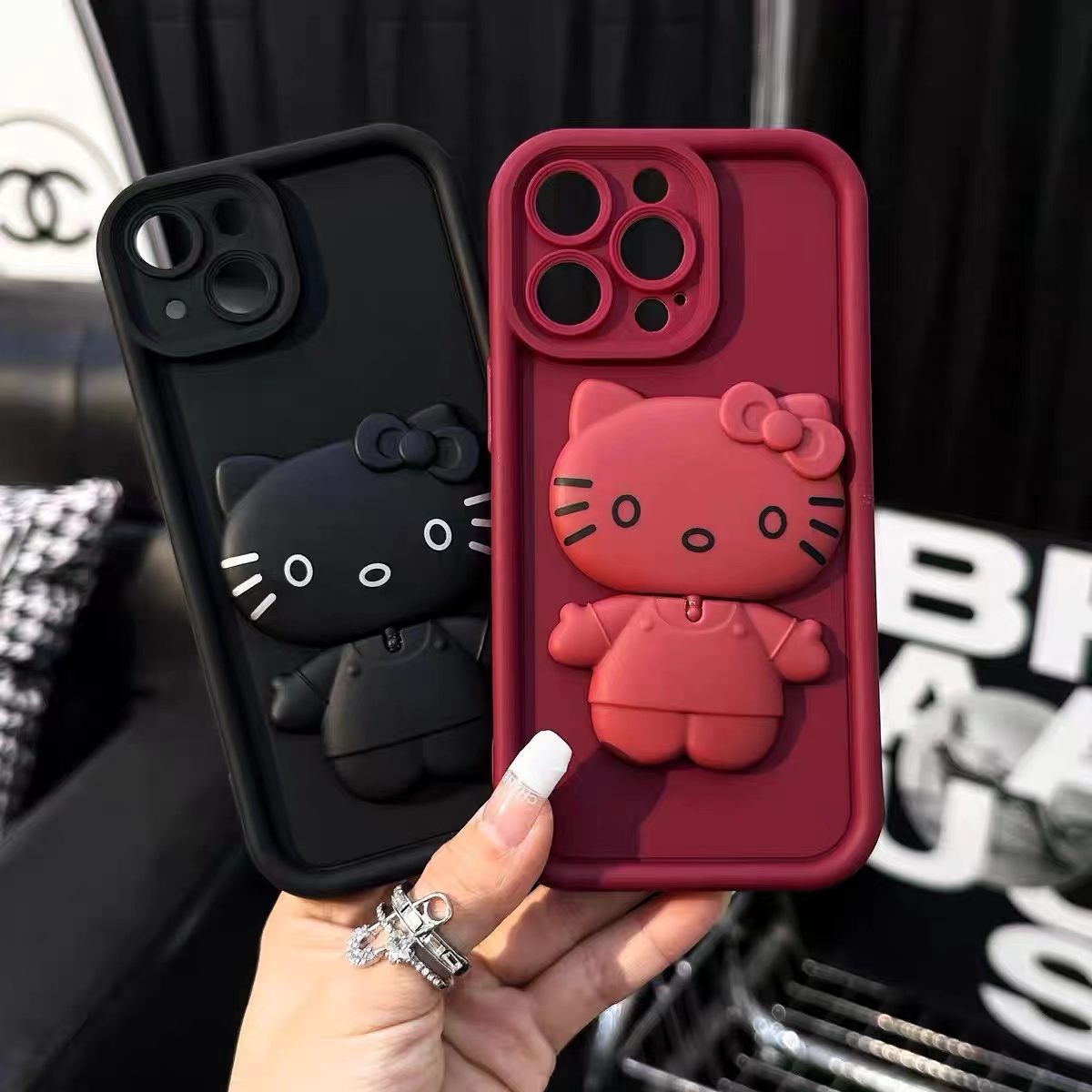 kitty猫镜子支架适用于苹果15手机壳iphone13/14promax防摔12/11