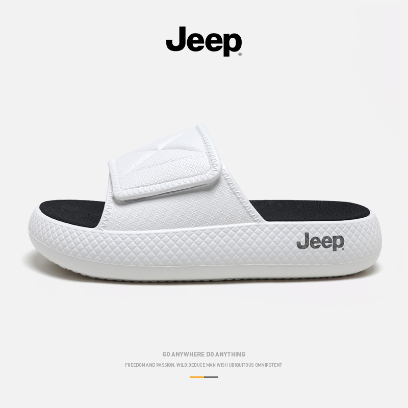 JEEP/吉普拖鞋男夏季新款外穿潮流软底情侣ins运动一字拖高能感