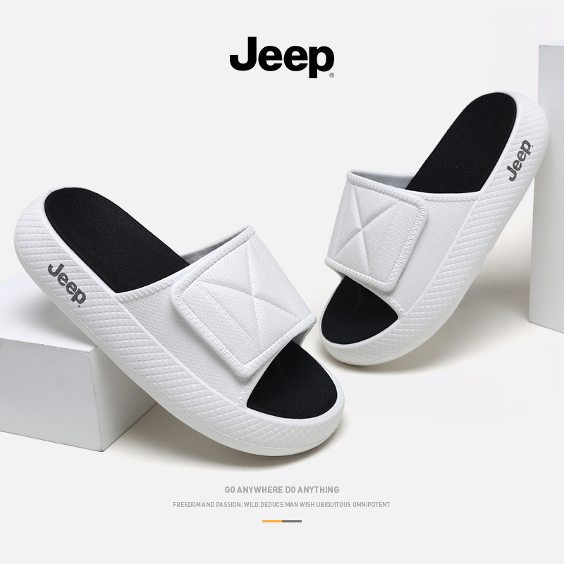 JEEP/吉普拖鞋男夏季新款外穿潮流软底情侣ins运动一字拖高能感