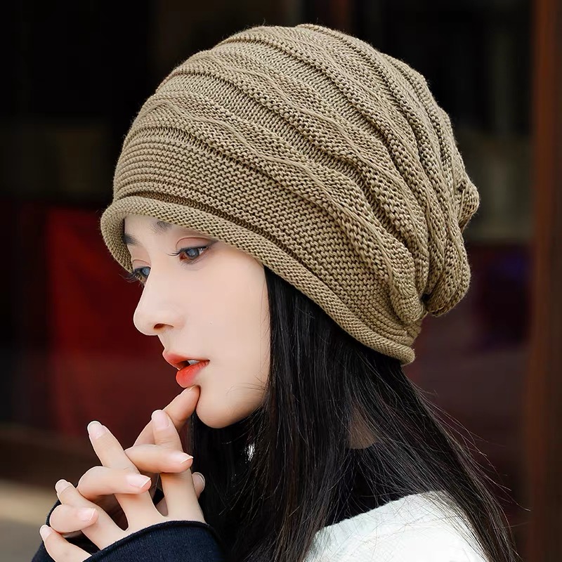 帽子女2025年爆款春秋毛线帽保暖针织帽女士包头帽秋冬堆堆帽冷帽