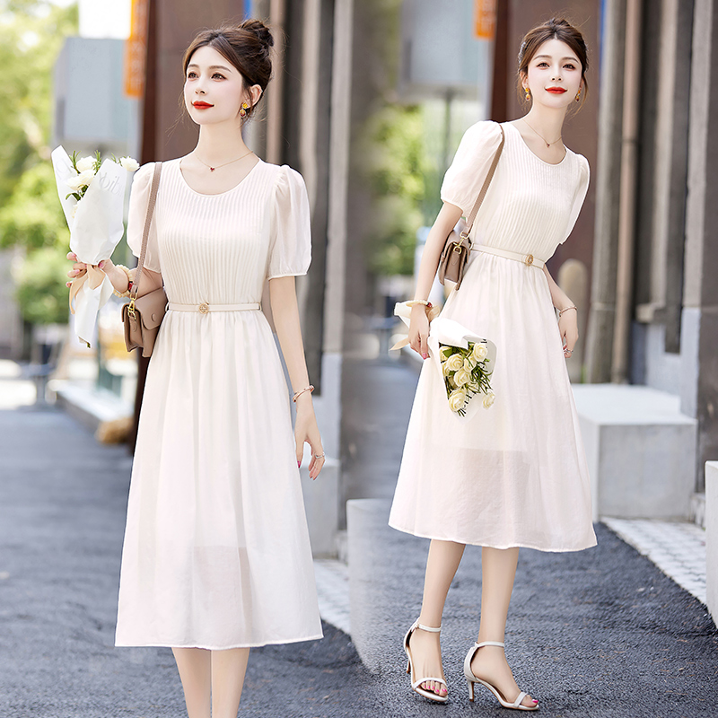 甜美法式连衣裙女2025夏季新款时尚轻奢高级感气质女神范收腰显瘦
