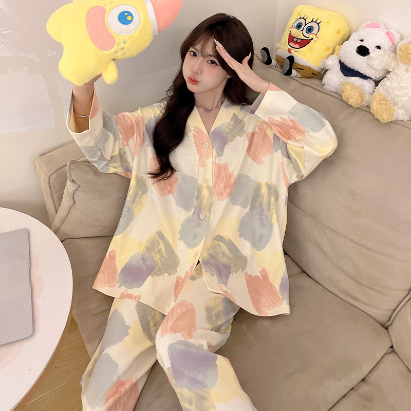 可外穿睡衣女春秋套装高颜值学生简约长袖2024新款日系宽松家居服