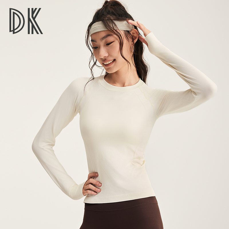 运动长袖防风保暖拇指小圆领经典百搭跑步训练瑜伽服6249