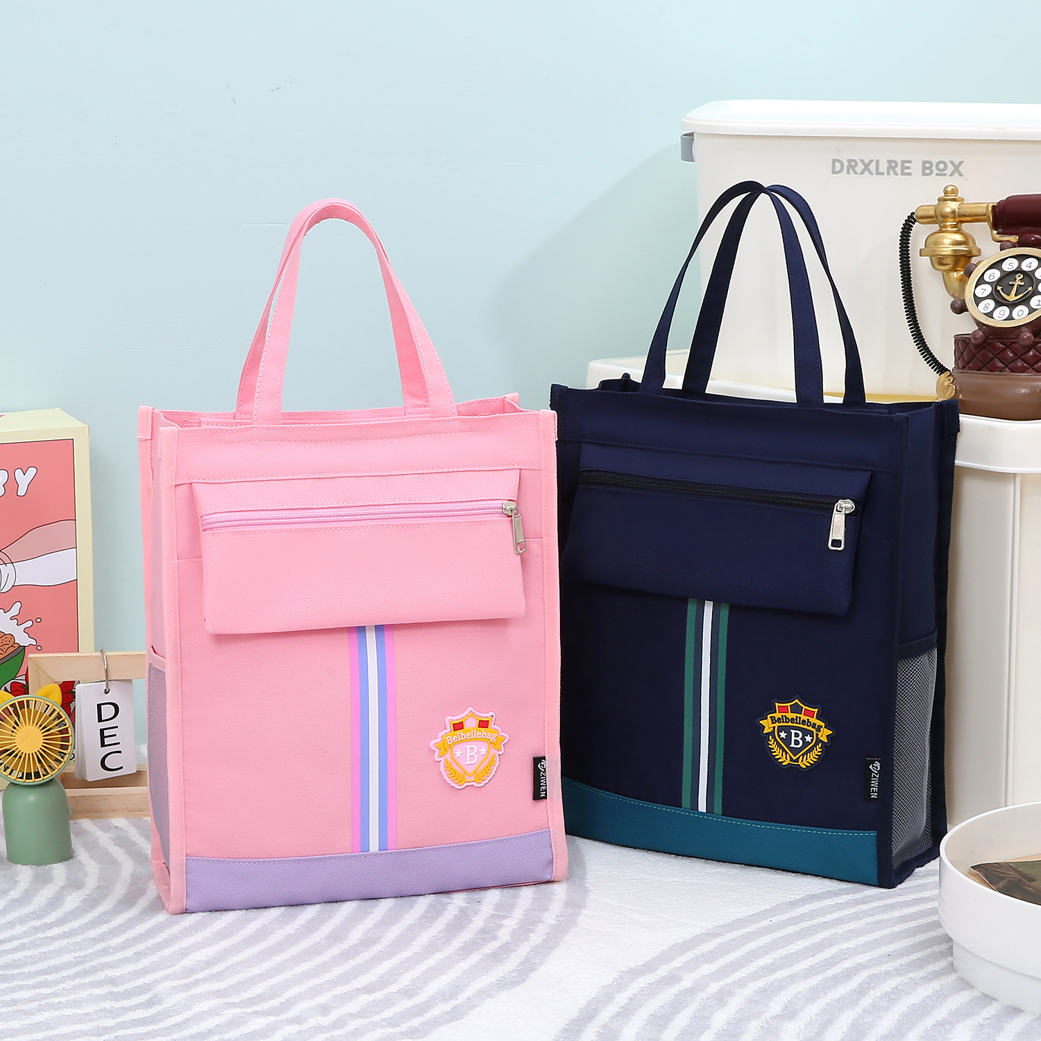 小学生补习袋美术袋英伦风便携儿童可爱补课包大容量上课手提书包