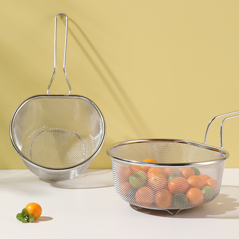 304不锈钢深型捞面漏勺焯菜过滤网筛滤油网笊篱带手柄耐高温捞勺