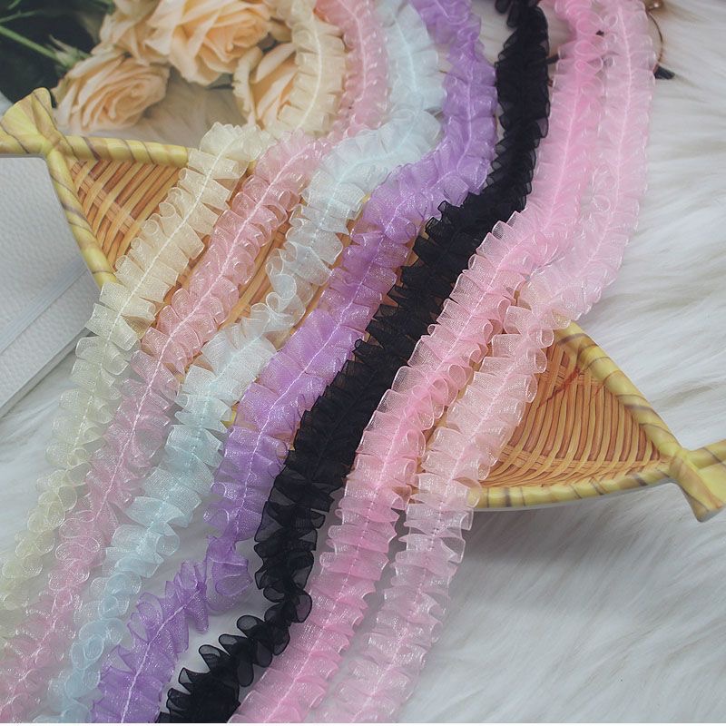 【兮子家】新款仙女棒花边2厘米鱼骨褶皱花边手工辅料