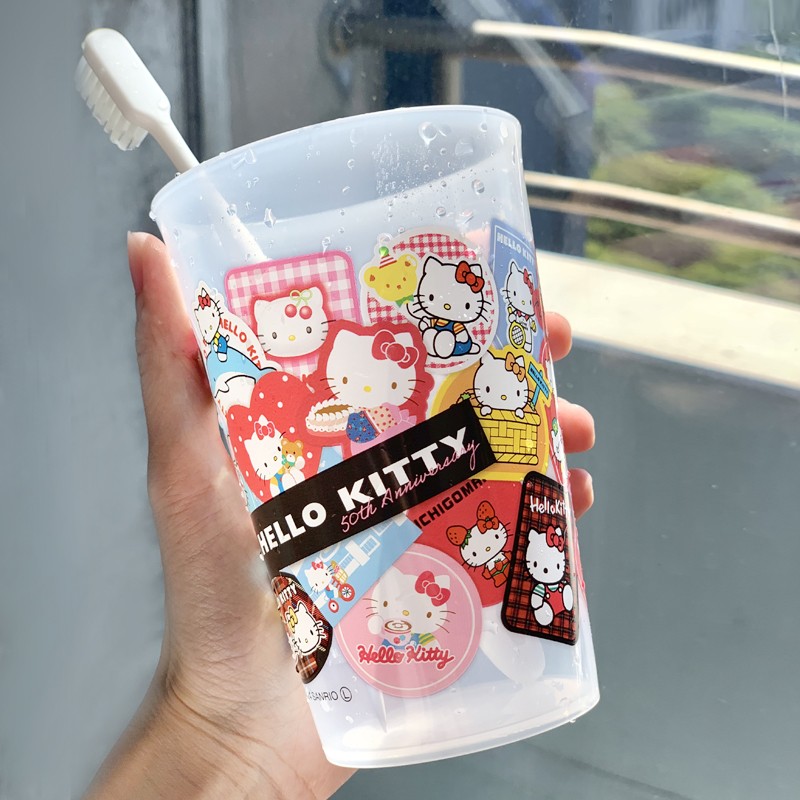 三丽鸥HelloKitty50周年儿童可爱漱口牙刷杯大容量卡通饮料冷水杯