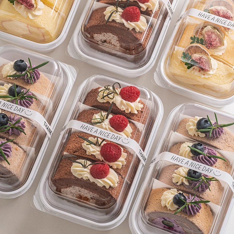 透明蛋糕盒加厚带盖切块龙卷瑞士打包毛巾烘焙盒子糕点桃酥包装盒