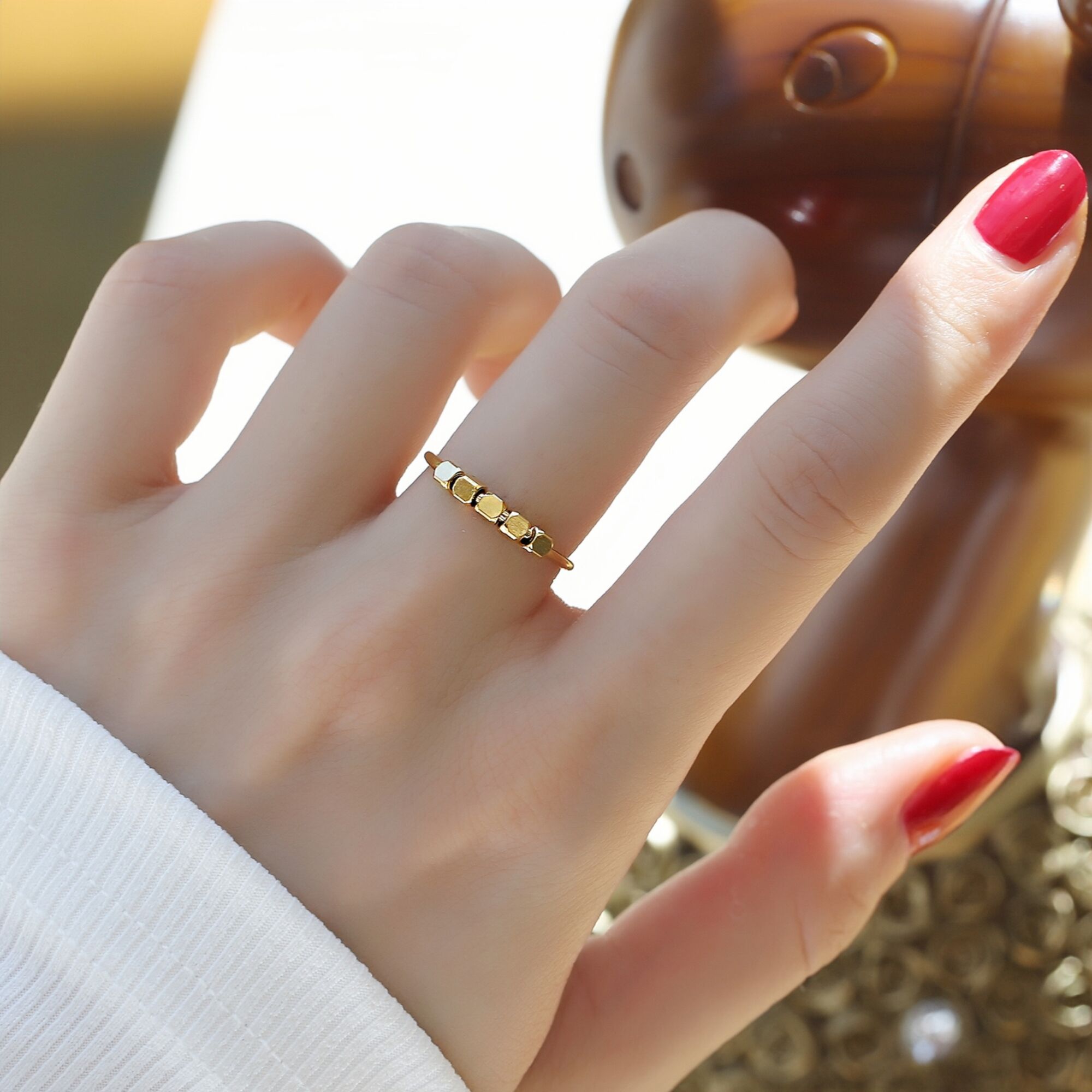 钛钢戒指 时尚百搭小众设计简约几何小方块戒指女ins气质食指环潮