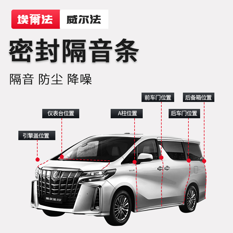 适用25款埃尔法alphard30系全车密封隔音条威尔法40系降噪胶条