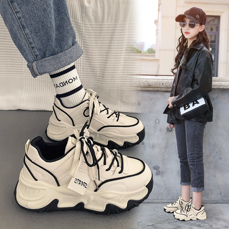 女童鞋子2025春秋新款时尚儿童小白鞋中大童运动老爹鞋单鞋休闲鞋