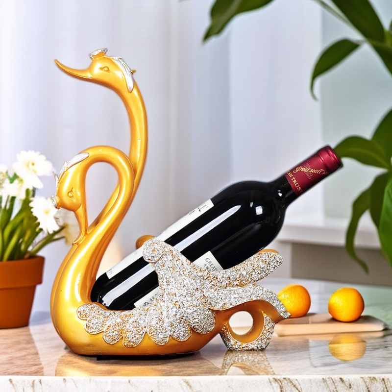 欧式轻奢酒柜天鹅红酒架客厅入户玄关装饰品摆件摆设朋友结婚礼物