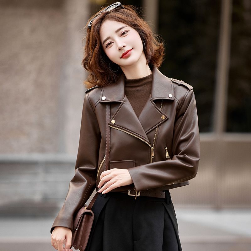 2025秋季新款真皮皮衣女短款皮夹克海宁绵羊皮韩版机车气质皮外套