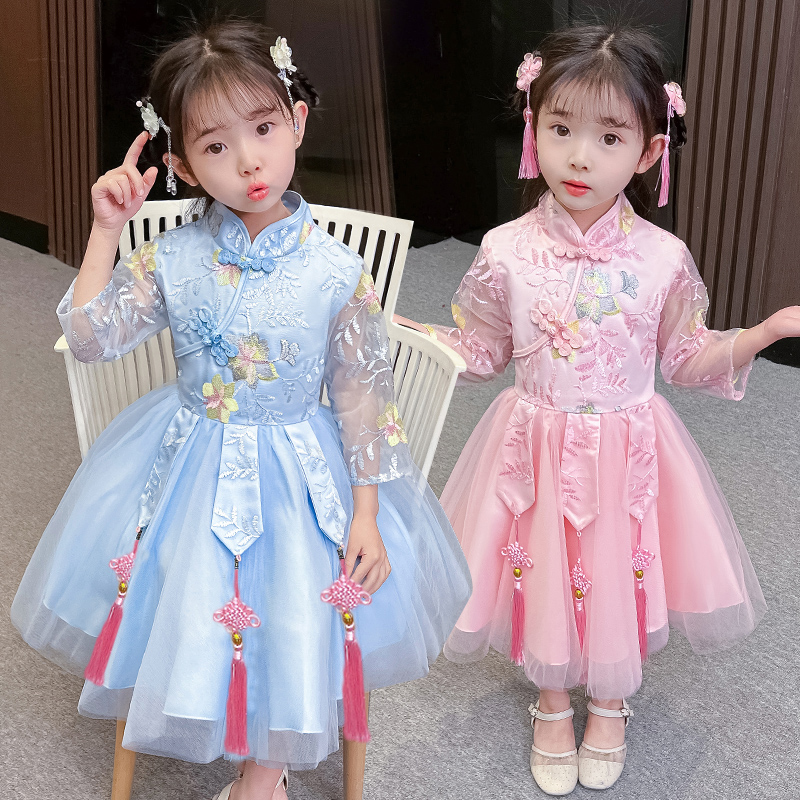 儿童旗袍公主洋气女孩中国风唐装新款礼服女童高贵轻奢公主裙