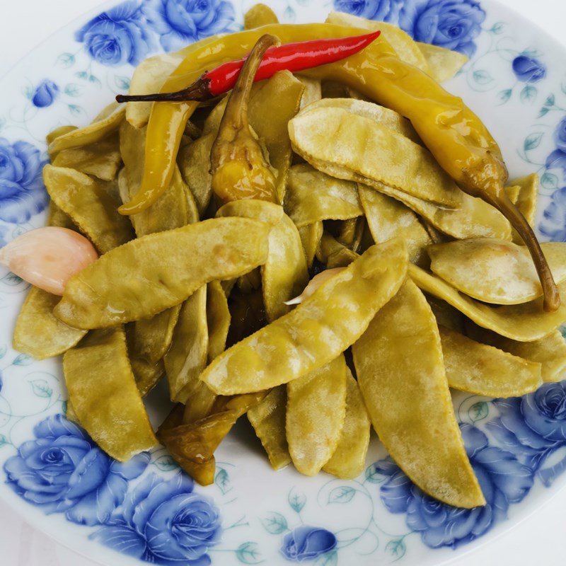 农村腌峨眉豆湖北麻城特产酸辣扁豆农家手工制作开胃下饭菜500g