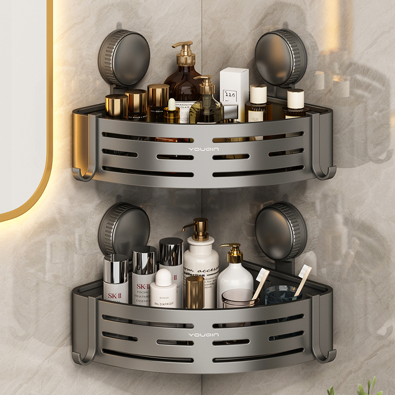 卫生间吸盘三角置物架浴室转角洗漱台洗手间壁挂墙上厕所收纳架子