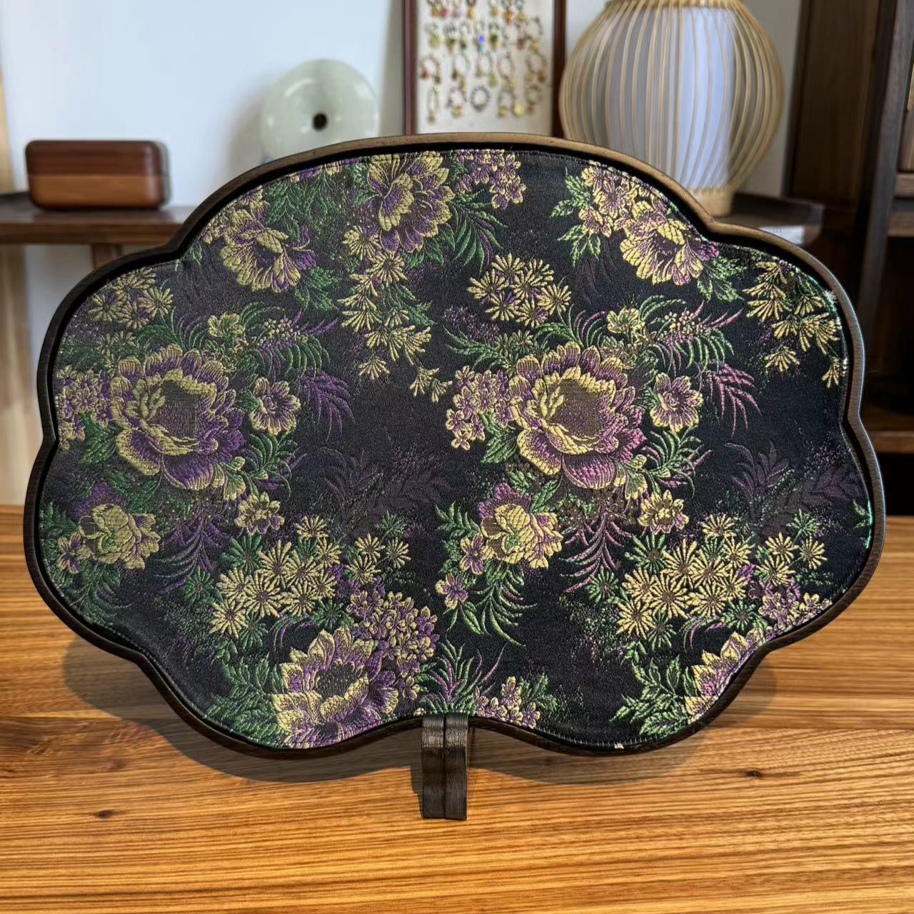 龙福木艺 金丝柚木 大如意壶承 37*27*2cm 350 复古禅意干泡盘