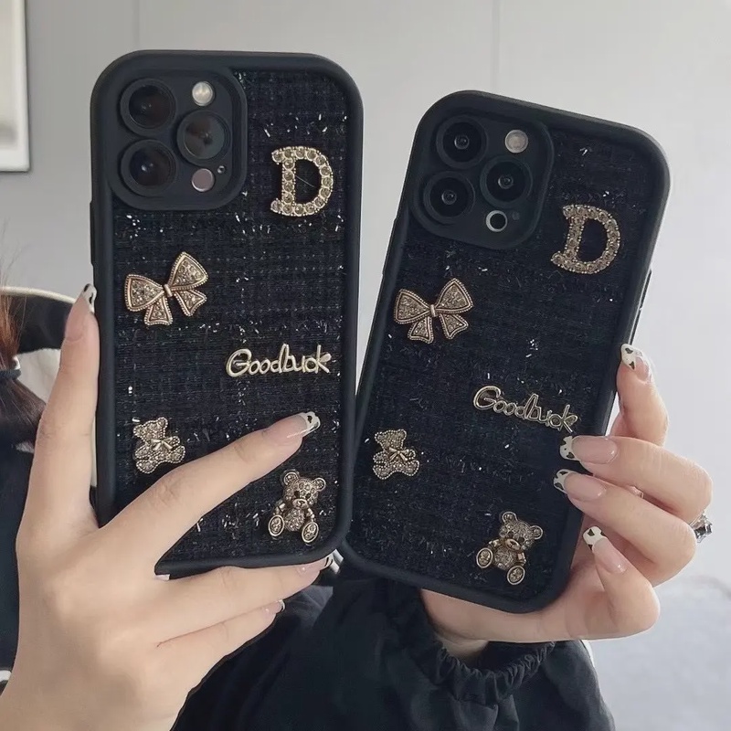 苹果/华为/小米/vivo/oppo新款小香风编织全包钻石小熊女款手机壳