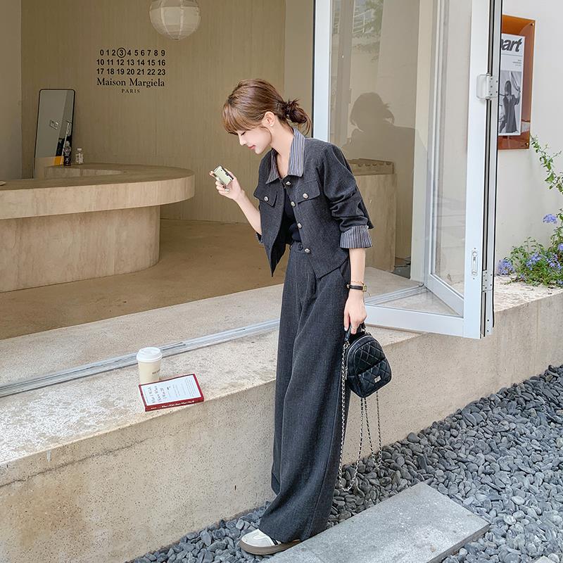 又a又飒韩系阔腿裤套装女秋季2025新款职业通勤气质高级感两件套