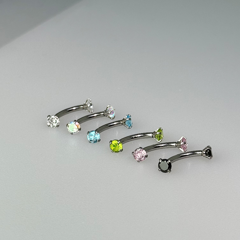 钛钢耳饰 眉钉rook钉snug钉内螺纹带钻爆闪1.2粗耳骨钉穿刺弯钉