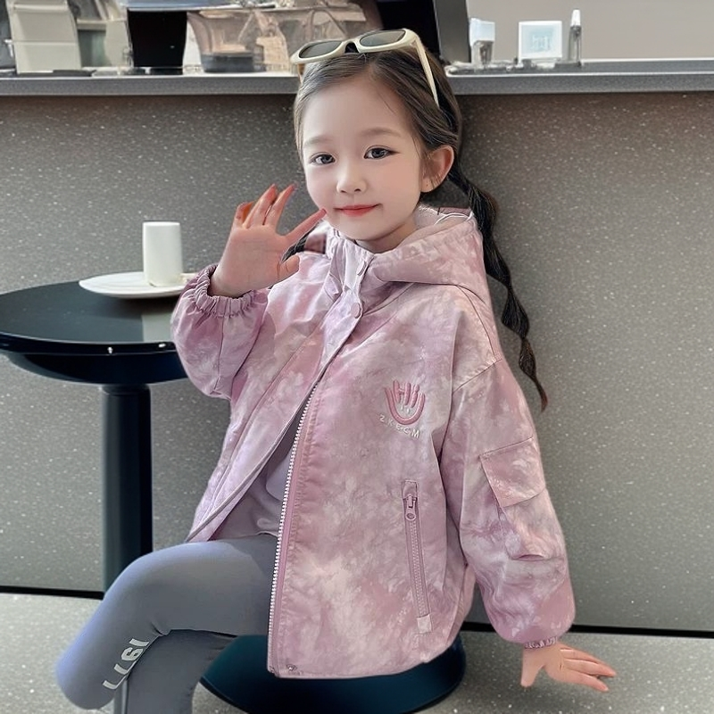 新款女童秋冬季加绒外套冬装中小童女孩女宝宝连帽冲锋衣童装