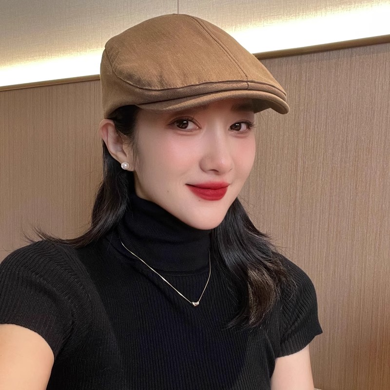英伦风复古报童帽女士春夏秋纯色百搭简约前进帽鸭舌帽贝雷帽男潮