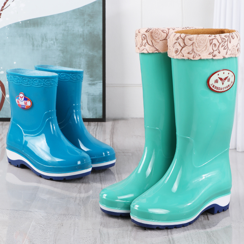 雨靴防滑加绒棉雨鞋时尚防水鞋桶胶鞋套鞋水靴女成人耐磨保暖加厚