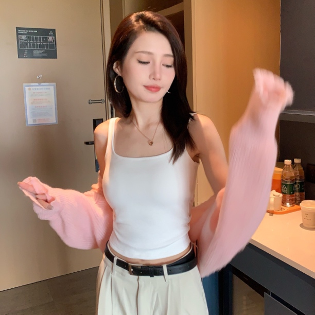 加大码粗肩带吊带背心女夏新款固定杯带胸垫外穿修身显瘦内搭上衣