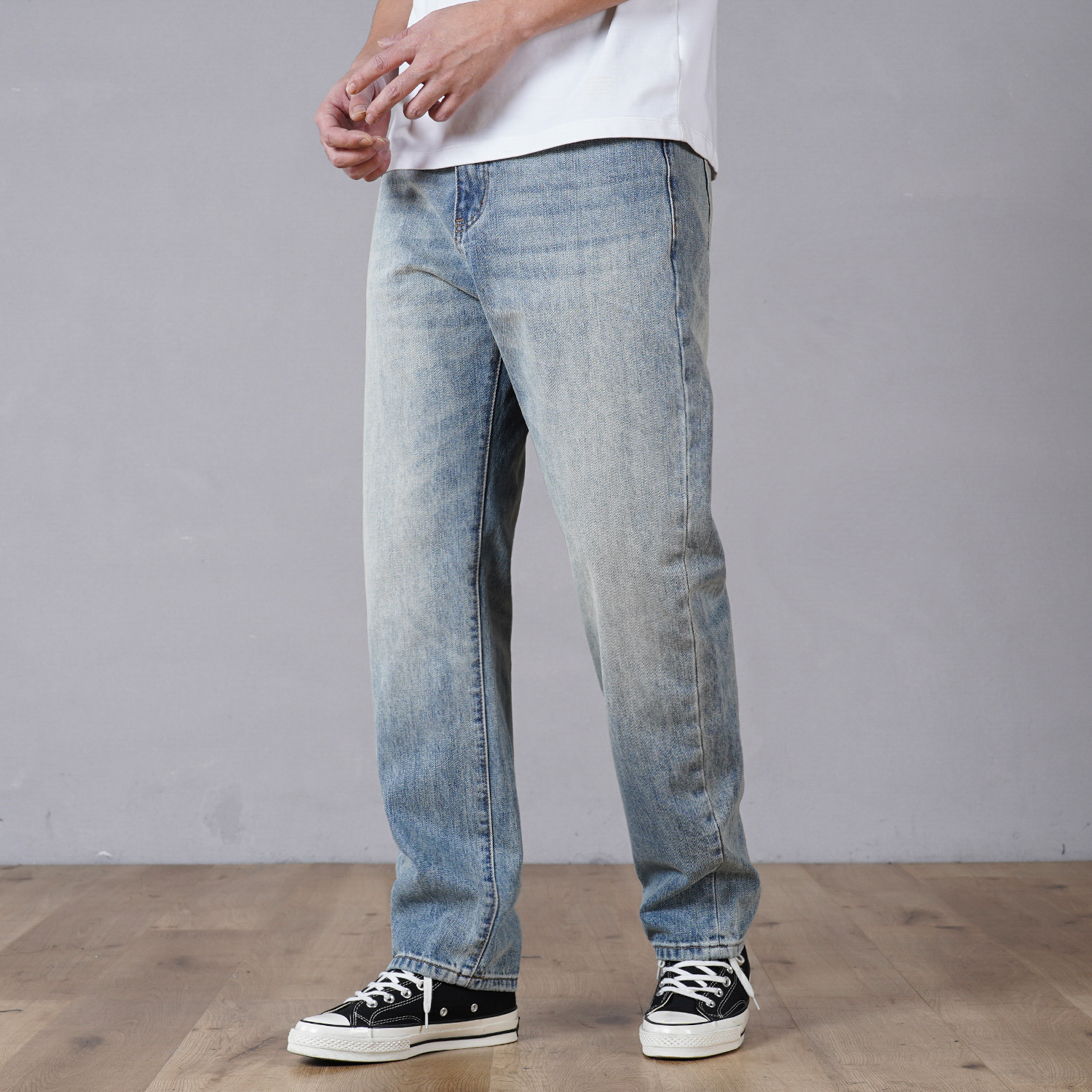 SEVENTH/第七路春秋宽松直筒版型无弹百搭水洗牛仔裤男【长度可选】