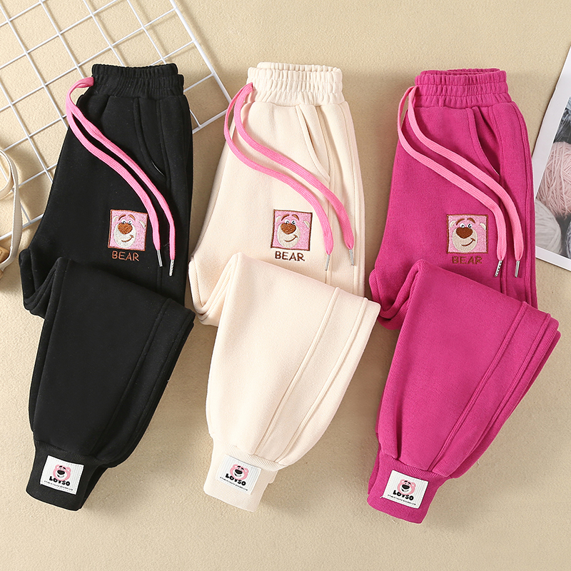 女童休闲卫裤秋冬新款儿童外穿加绒加厚长裤冬装中大童女孩运动裤
