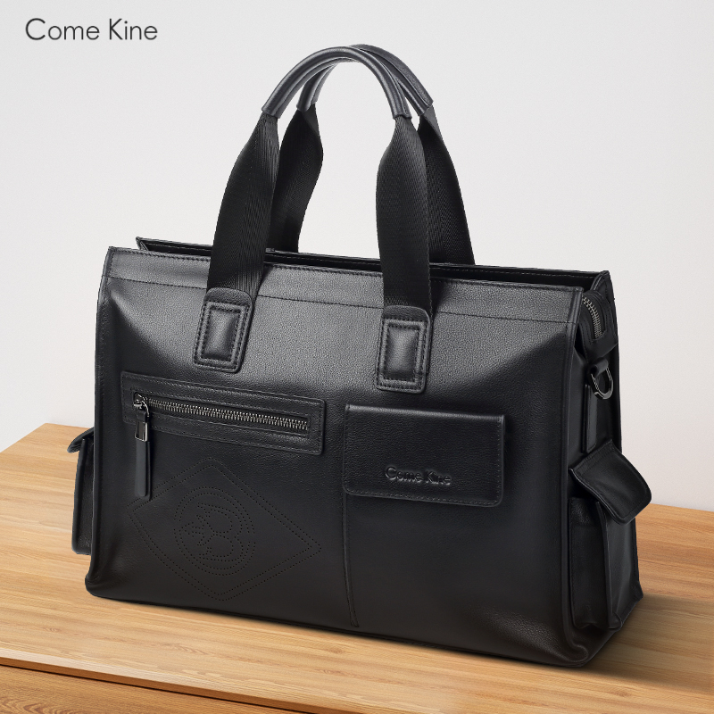 ComeKine男士商务手提包牛皮15.6英寸电脑包商务公文包真皮轻奢