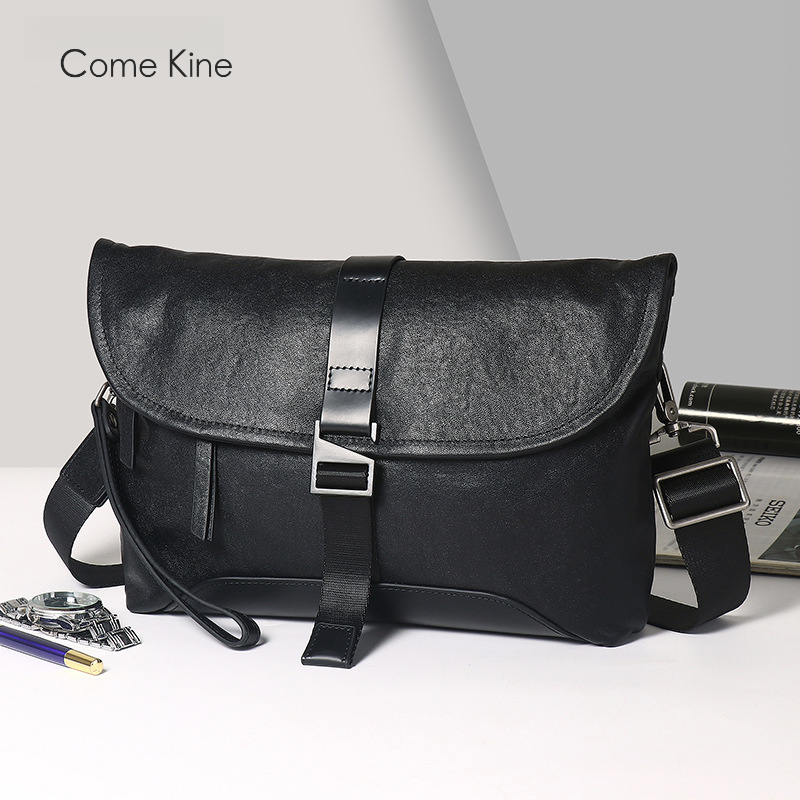 ComeKine男士单肩包真皮头层牛皮锁扣休闲男士包包男包高级感潮流