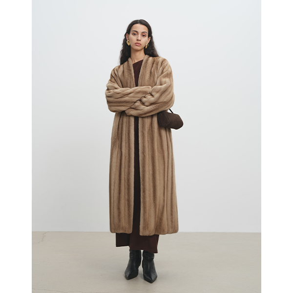 MSBEAST匠心本色 | 进口紫标小母貂V领全抽 中古水貂皮草大衣长款