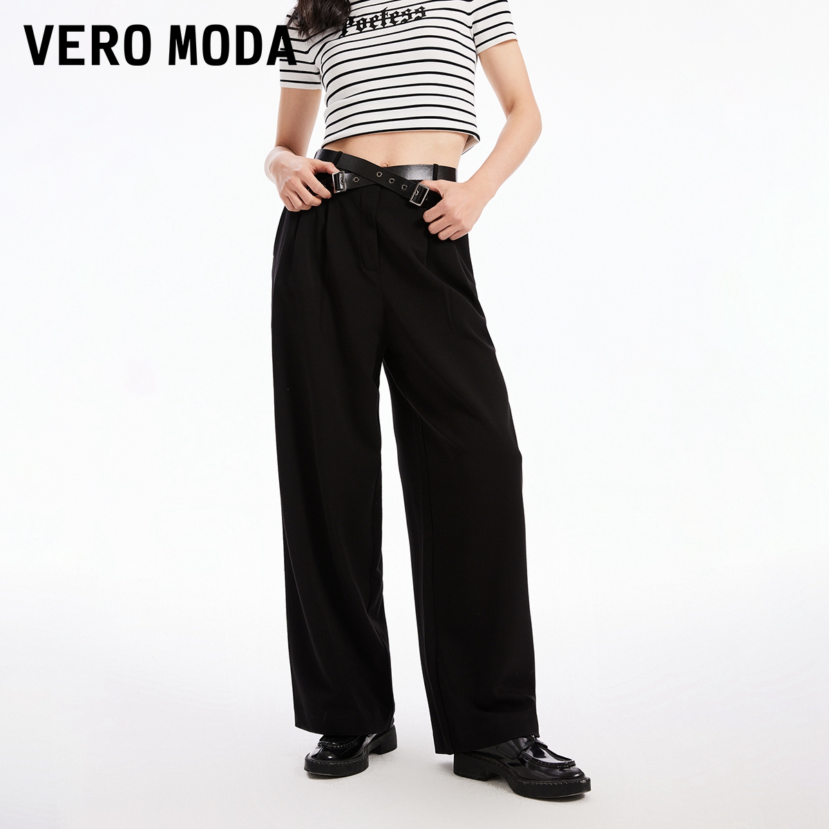 Vero Moda休闲裤女街头直筒裤百搭宽松显瘦炸街高级感女装老钱风