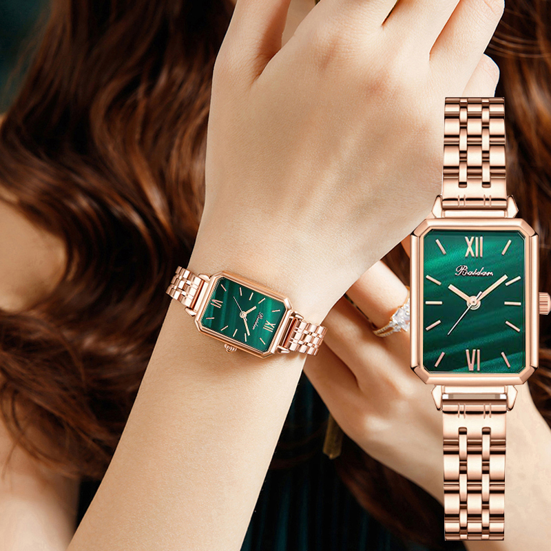 送老婆女士手表送礼物时尚潮流实心钢带小绿表时尚女生防水石英表