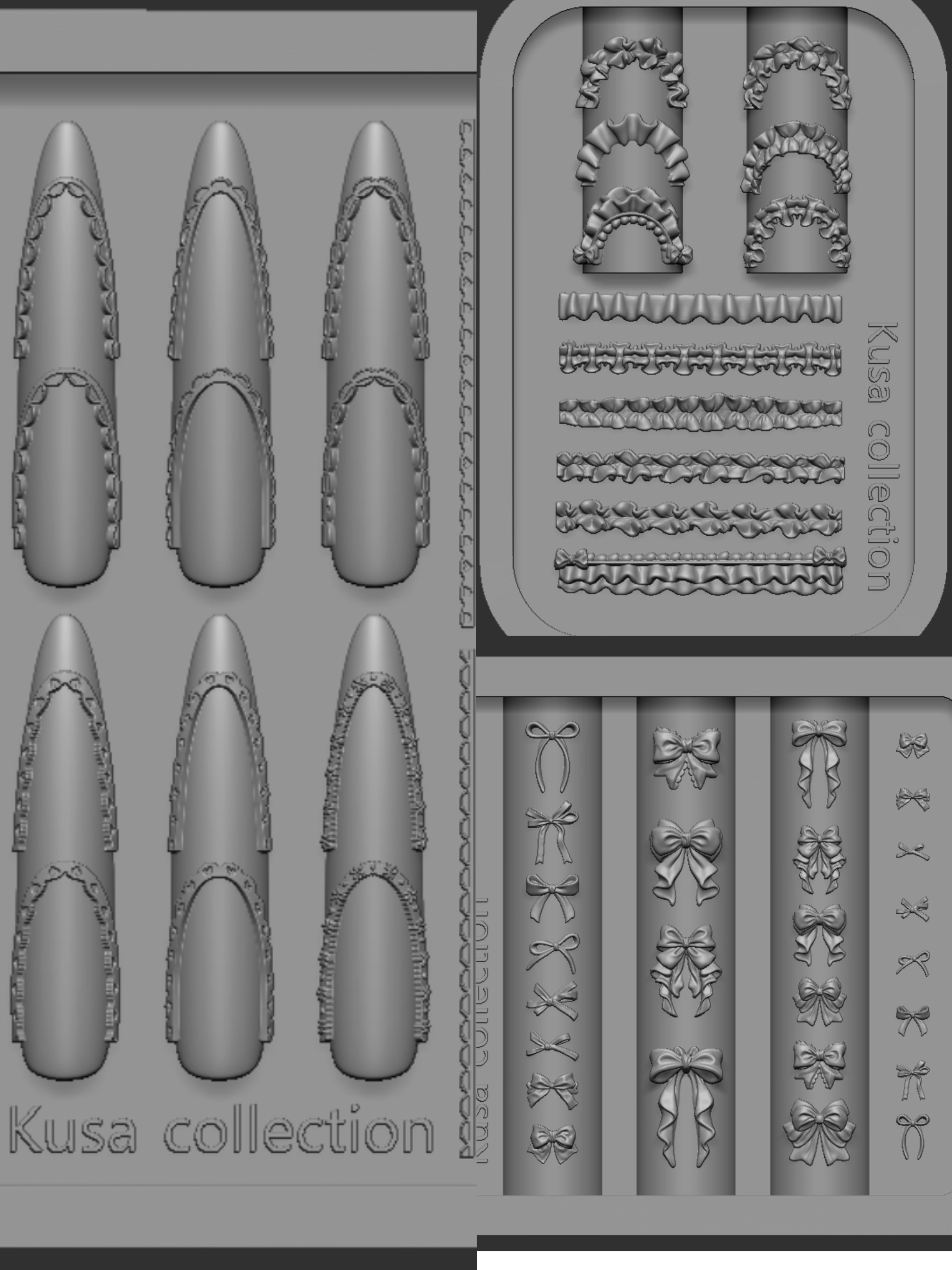 Kusacollection原创美甲模具合集花边蕾丝裙边奶油边法式