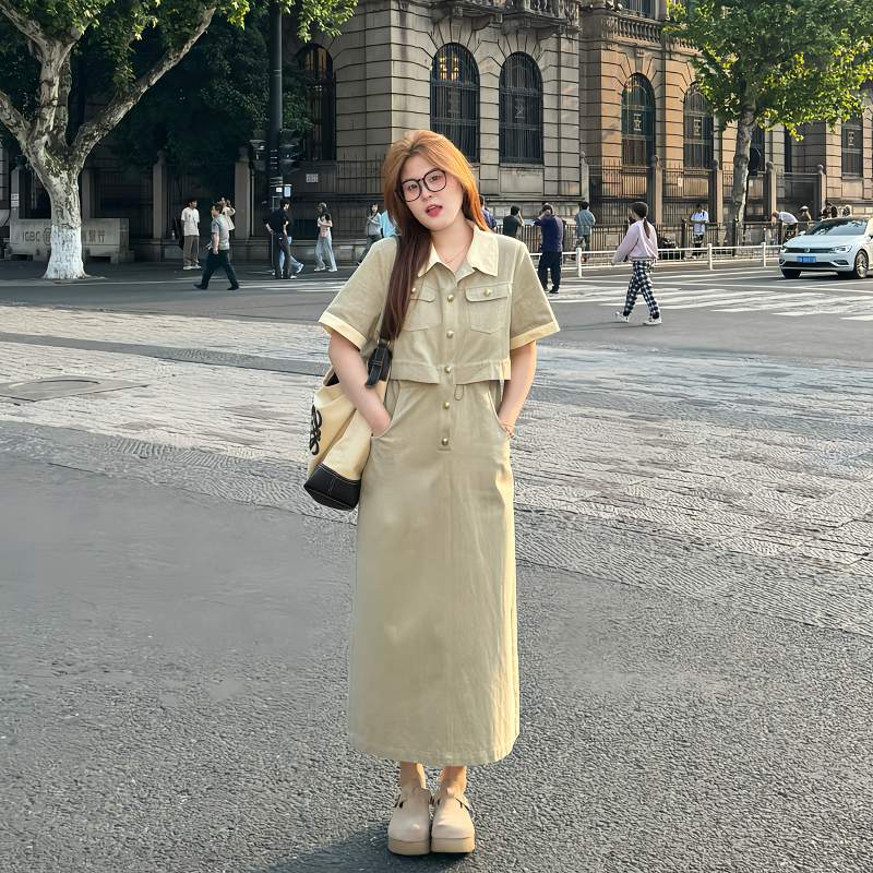 南岛风大码女装连衣裙假两件微胖遮肚遮肉显瘦胖妹妹长裙子ZYY629