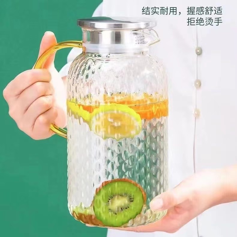 耐热玻璃水壶米粒锤纹茶壶凉水壶果汁壶耐高温防爆大容量水具套装
