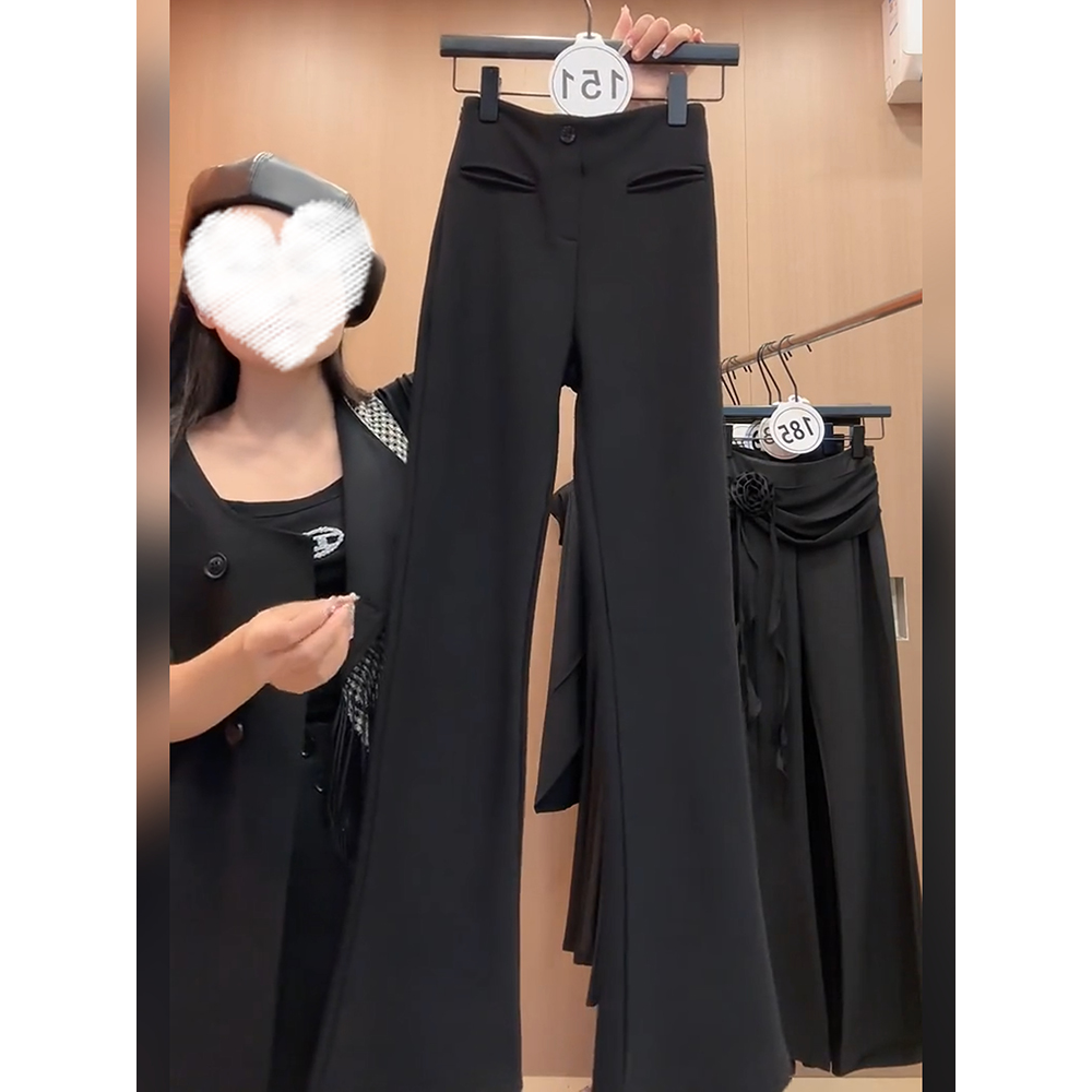 喇叭裤女2025秋季新款黑色高腰西装裤垂感显瘦休闲时尚百搭微喇裤