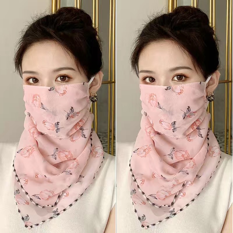 （两件装）夏季防晒口罩面罩脸罩面纱女士遮脸遮面薄款遮阳护颈挂耳