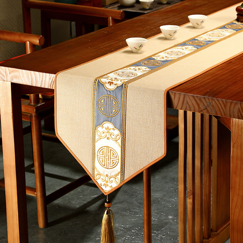 桌旗中式新中式防水茶几垫布轻奢高端茶台布艺长条定制茶桌布茶旗