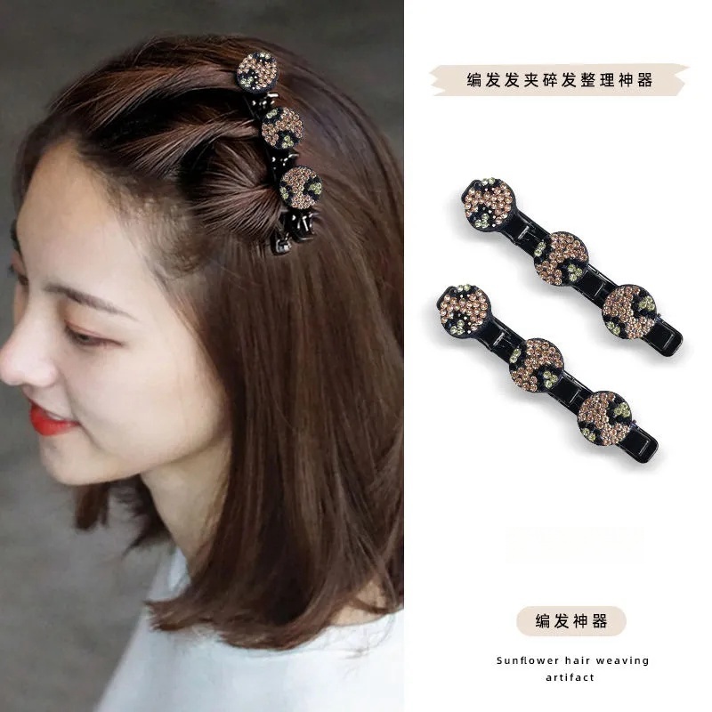 圆形豹纹高级复古韩式发卡发饰刘海夹网刘海侧边夹气质刘海小夹子