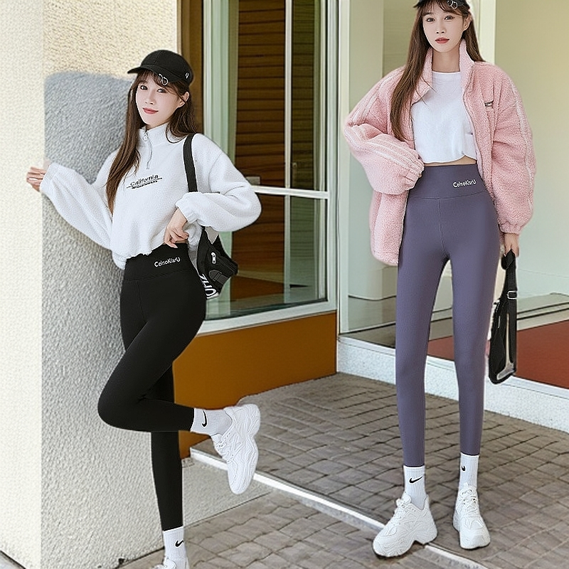 SYK1大码秋冬加绒加厚外穿小脚裤高腰显瘦弹力裤外穿冬季保暖裤子