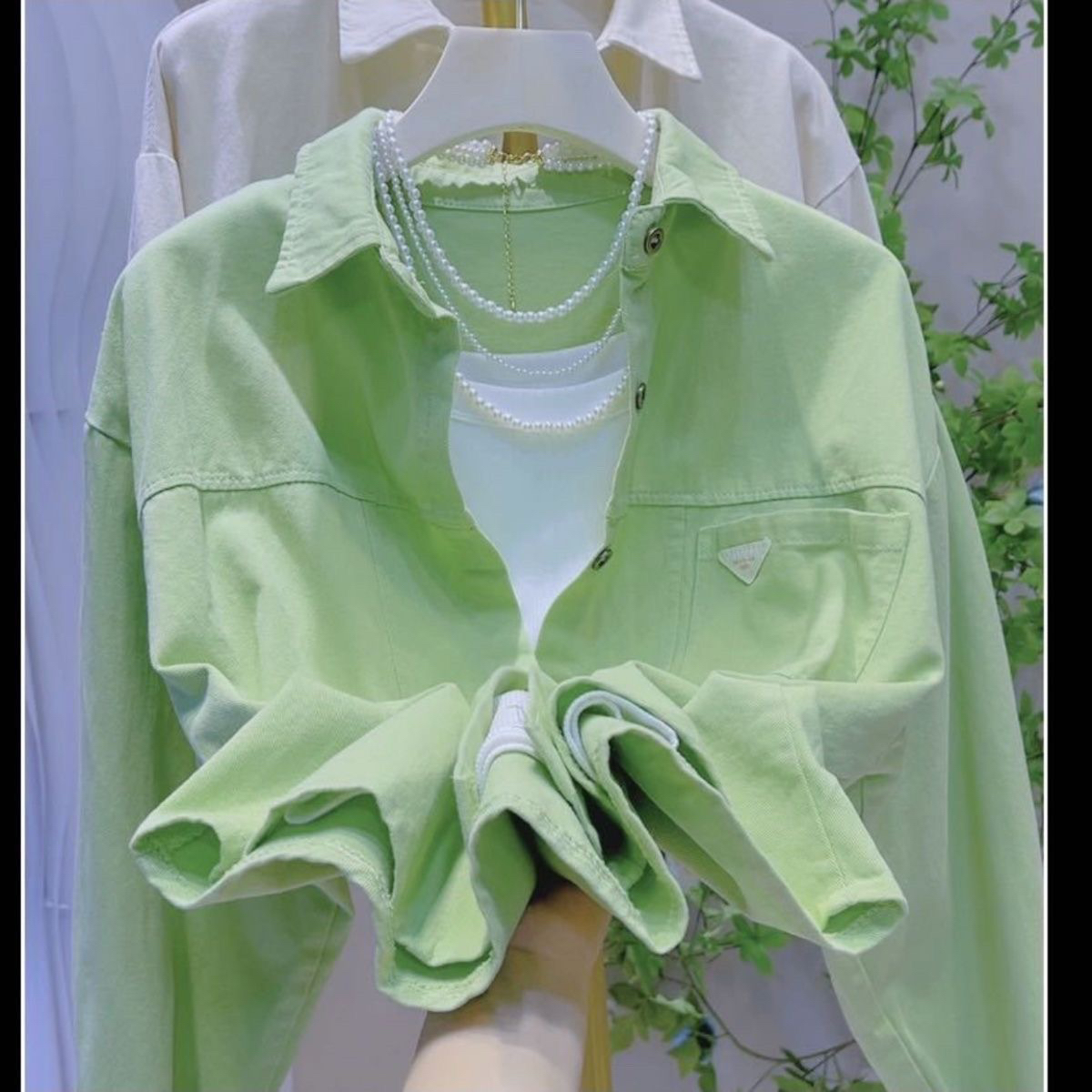 糖果色牛仔女小个子衬衫女秋冬韩版宽松休闲衬衣上衣短款外套