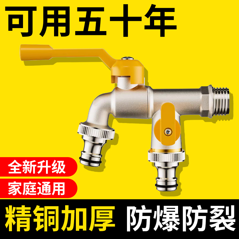 旗舰款全铜户外自来水龙头防冻一进二出庭院花园双出水室外水龙头