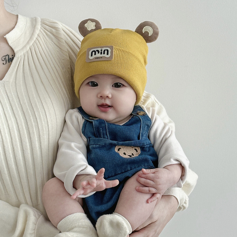 婴儿帽子秋冬季宝宝毛线帽0-12个月针织帽冬款新生儿小月龄可爱