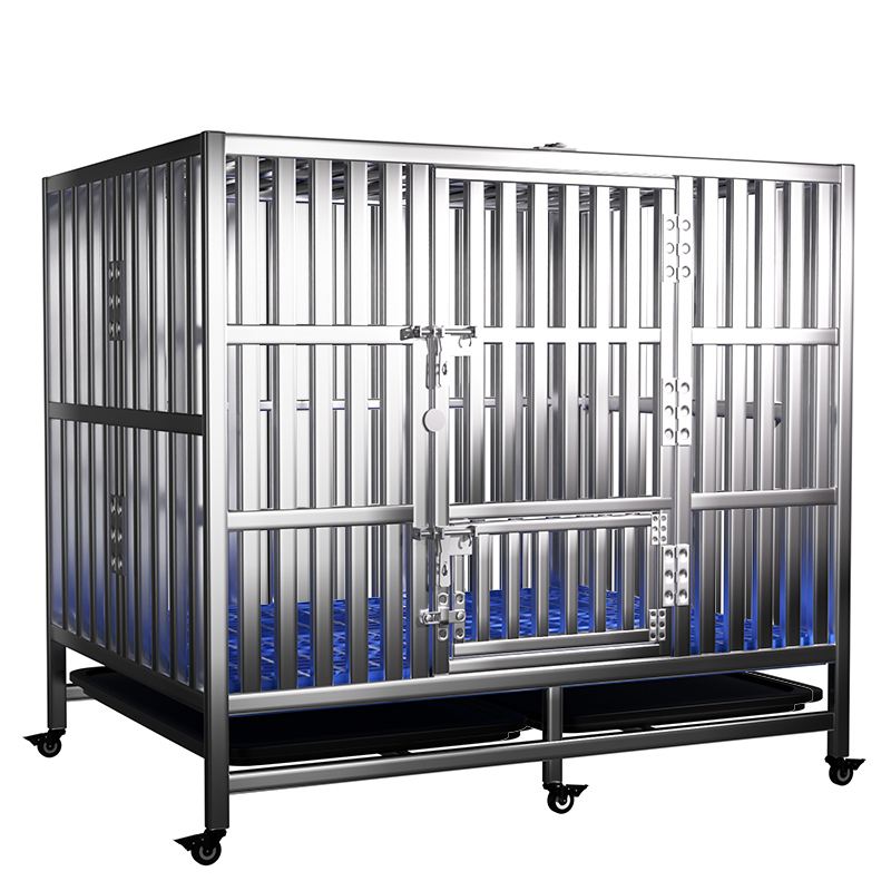 中间大小门 不锈钢宠物狗狗笼子 加厚加粗  全方管